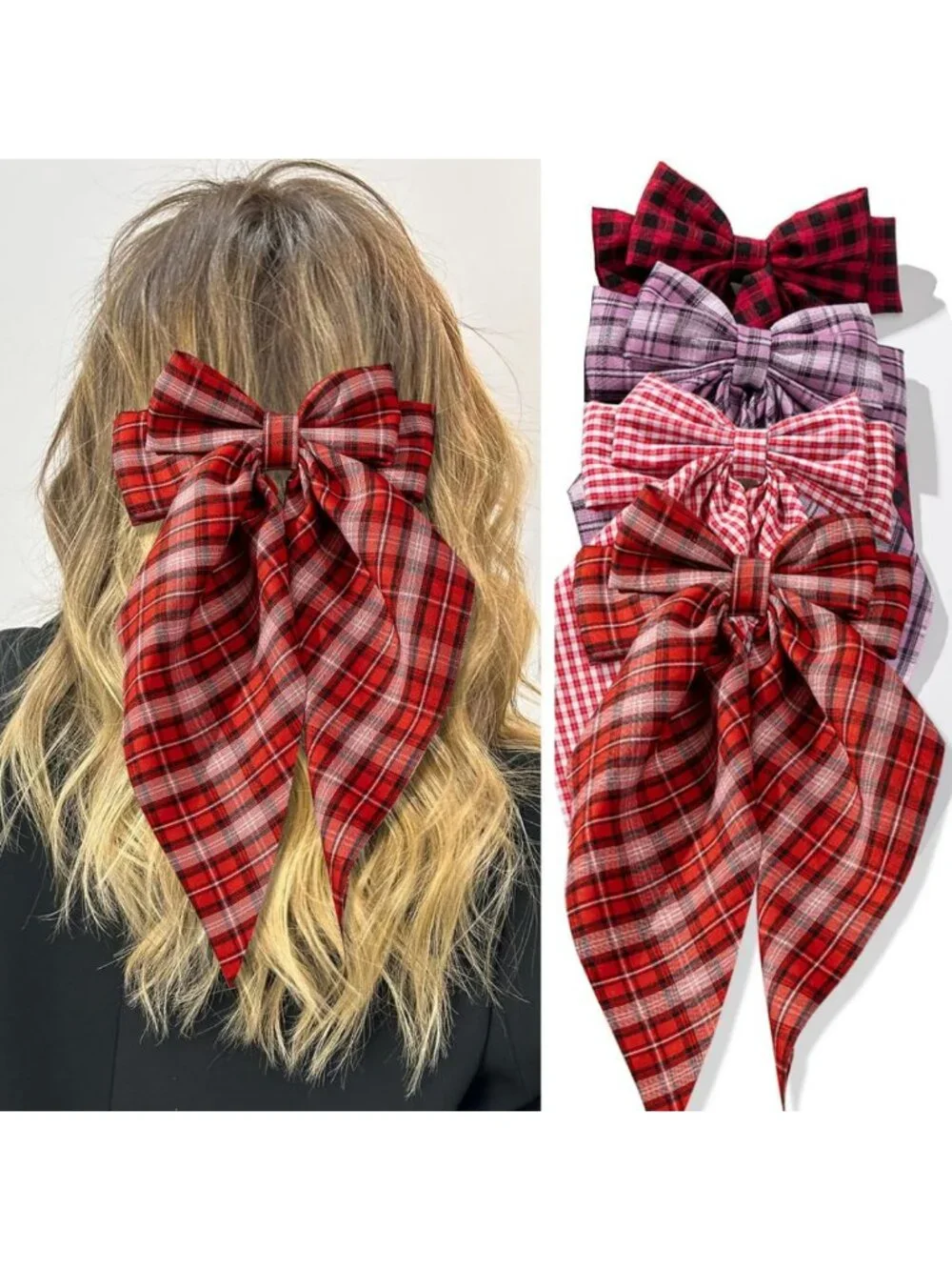 4 PCS Nonslip Hair Bows Clips for Women & Girls - Bow-knot Accessories for Thick